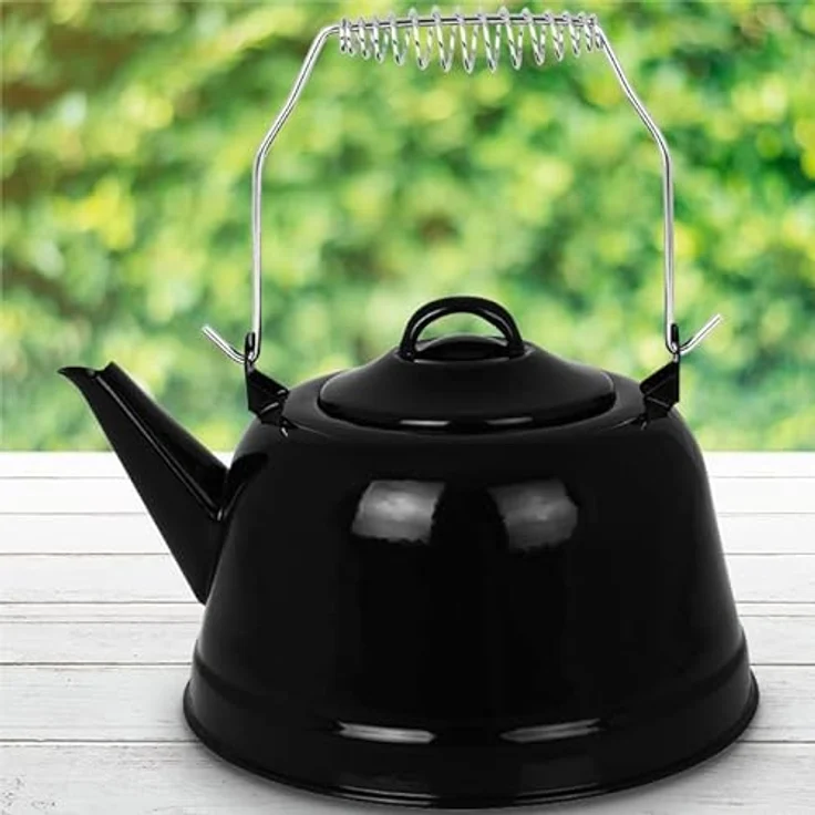 Campingkessel mit Henkel 2,4L schwarz Wasserkessel Teekessel Kaffeekessel Wasserkocher – Bild 3