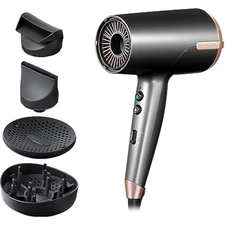 Remington Haartrockner Ionen [120 km/h Luftstrom für schnelles Trocknen] ONE Dry&Style (4 Aufsätze: Flyaway, 2 Diffusoren, breite & schmale Stylingdüse, 8 Heiz-&Geschwindigkeitskombinationen) D6077 – Bild 1