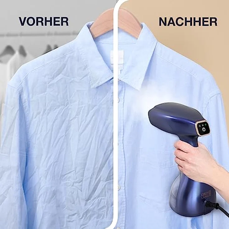 LEBENLANG Steamer Dampfglätter 1500W & 25g/min LCD - 300ml Dampfbürste mit Bügelhandschuh - Dampf Glätter Taschensteamer - Kleidung Bügeln Steam Iron & Go Reisebügeleisen Mini Reise Dampfbügeleisen – Bild 5
