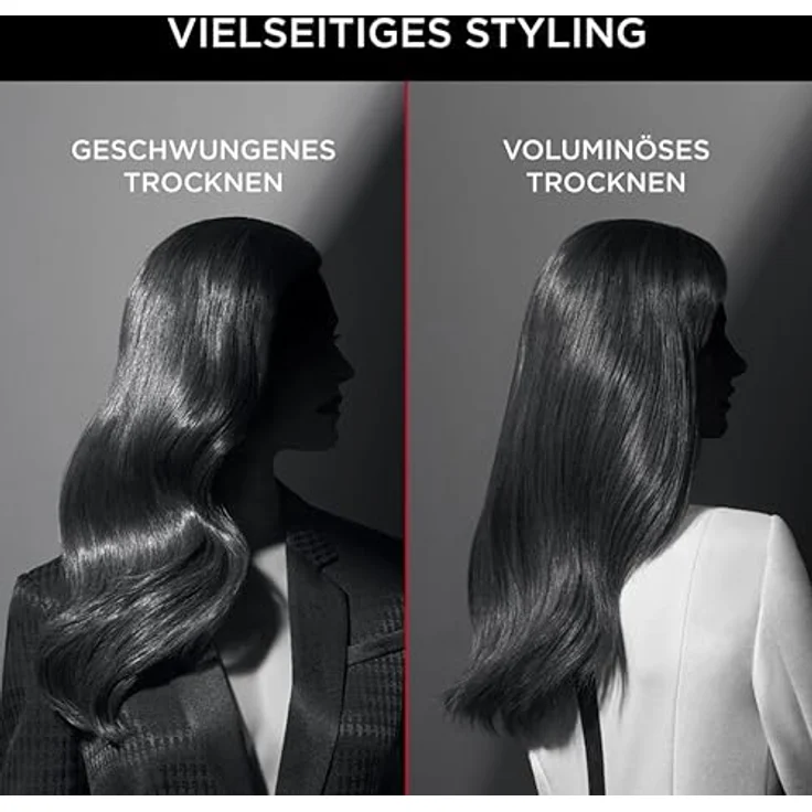 Rowenta x Karl Lagerfeld CF961L K/Pro Stylist rotierende Warmluftbürste | Glanz-Booster | vielseitige Looks | zwei Bürsten | alle Haartypen | trocknen und stylen gleichzeitig | Schwarz/Rot – Bild 4