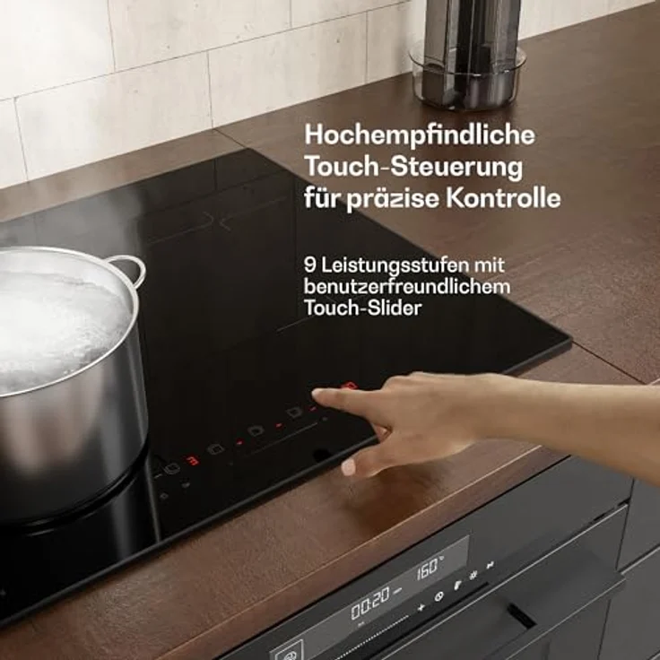 Klarstein Velaire XFC604I-B8-ELS, Induktions-Kochfeld mit 4 Kochzonen, 6400 W, Touch Timer und Kindersicherung – Bild 5