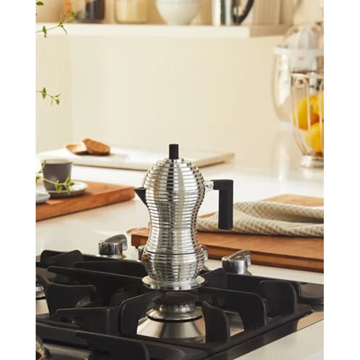 Alessi Pulcina, Espressokocher aus Aluminium, silberne Moka für perfekten Espresso – Bild 2