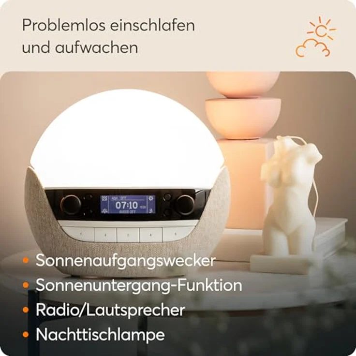 Lumie Bodyclock Luxe 700FM, Lichtwecker mit anpassbarem Sonnenauf- und -untergang, UKW-Radio & Bluetooth Lautsprecher, optimiert für Schlaf mit minimalem Blaulicht – Bild 2
