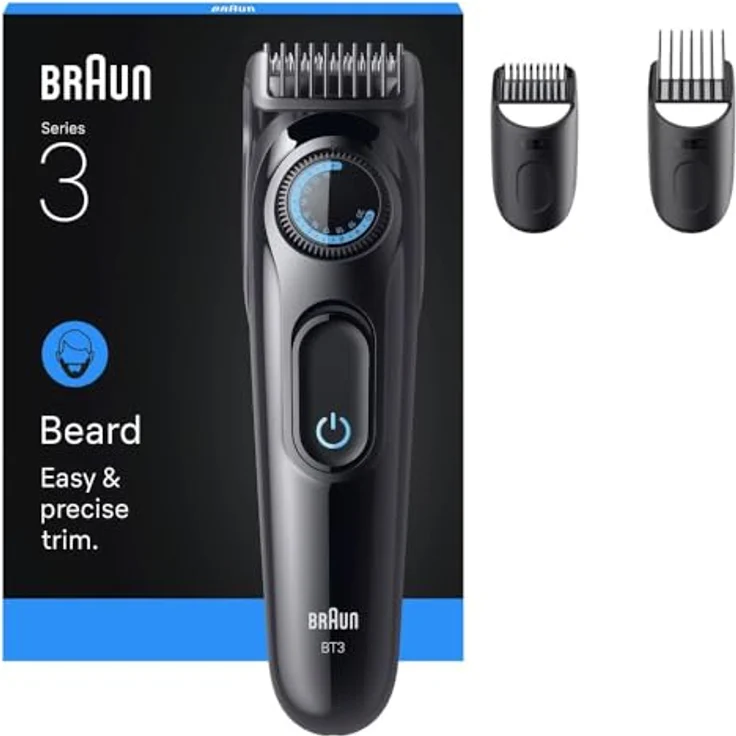 Braun Barttrimmer Series 3 BT3520, ultrascharfe Klinge, 50 Min Akkulaufzeit, 40 Längeneinstellungen, schwarz – Bild 1