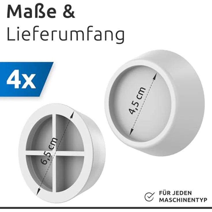 ECENCE Schwingungsdämpfer Waschmaschine 4er Set, Vibrationsdämpfer aus Gummi in Weiß, Anti-Rutsch-Füße für Trockner und Geschirrspüler, optimaler Schall- und Bodenschutz – Bild 3