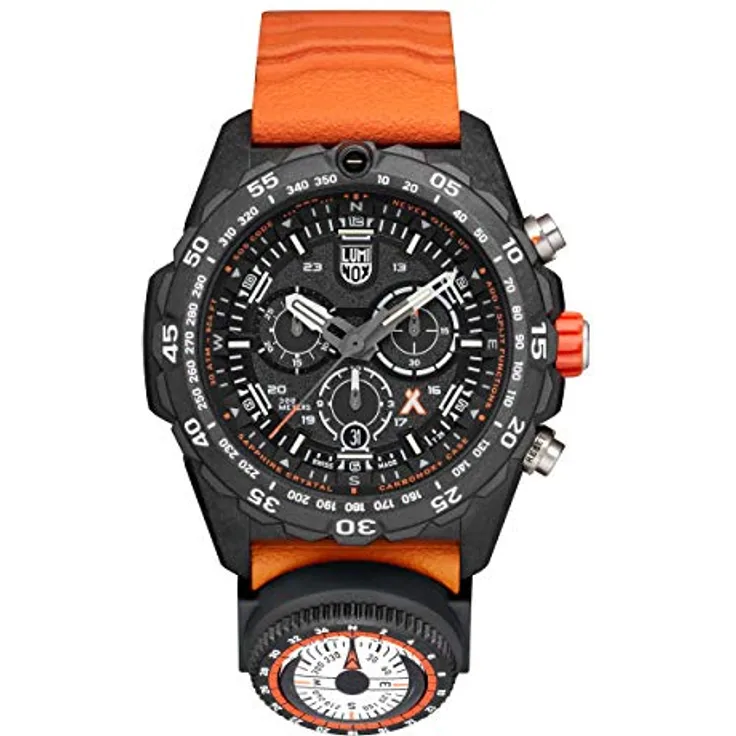 Luminox Bear Grylls Survival Herrenuhr mit Schweizer Quarzwerk und orangefarbenem Gummi Armband, XB.3749