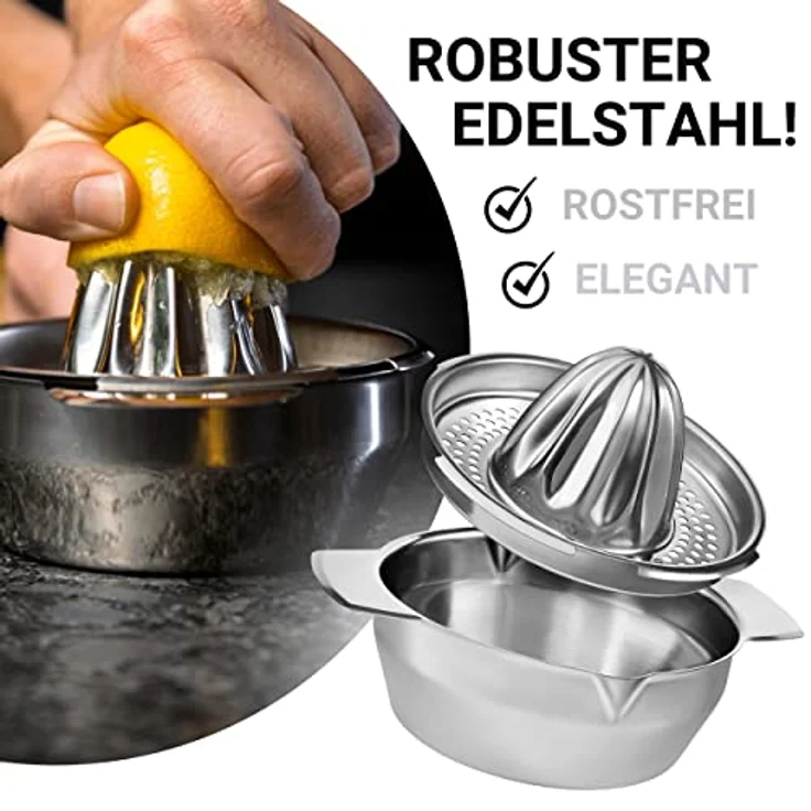 LINFELDT® Zitronenpresse Edelstahl - TOP SAFTPRESSE MANUELL | Orangenpresse Manuell - Zitruspresse Manuell | Zitruspresse Edelstahl, Zitronenpresse Handpresse, Orangensaftpresse – Bild 2