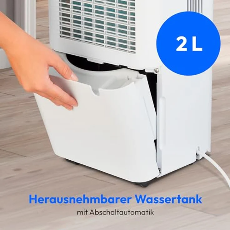 MEDION DH12 Luftentfeuchter (elektrisch, 12Liter/23h, bis zu 15qm, 38db leise, Badezimmer, Schlafzimmer, 2 Liter Wassertank, Wäschemodus, Timer, Bodenrollen, MD12047) – Bild 5