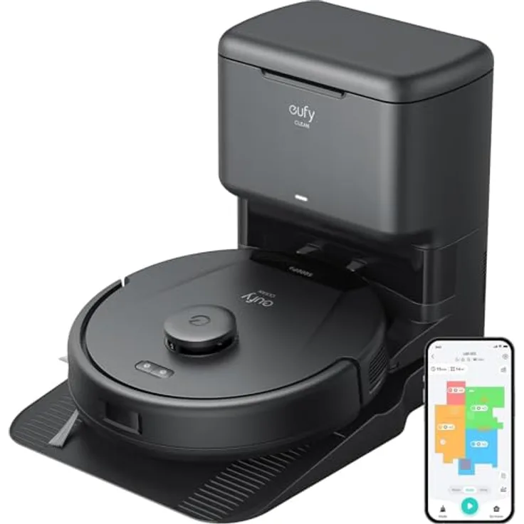 eufy L60 Saugroboter mit Absaugstation, 5.000Pa Saugkraft, Anti-Haar-Verwicklung, iPath-Laser-Navigation, 60 Tage selbständige Reinigung