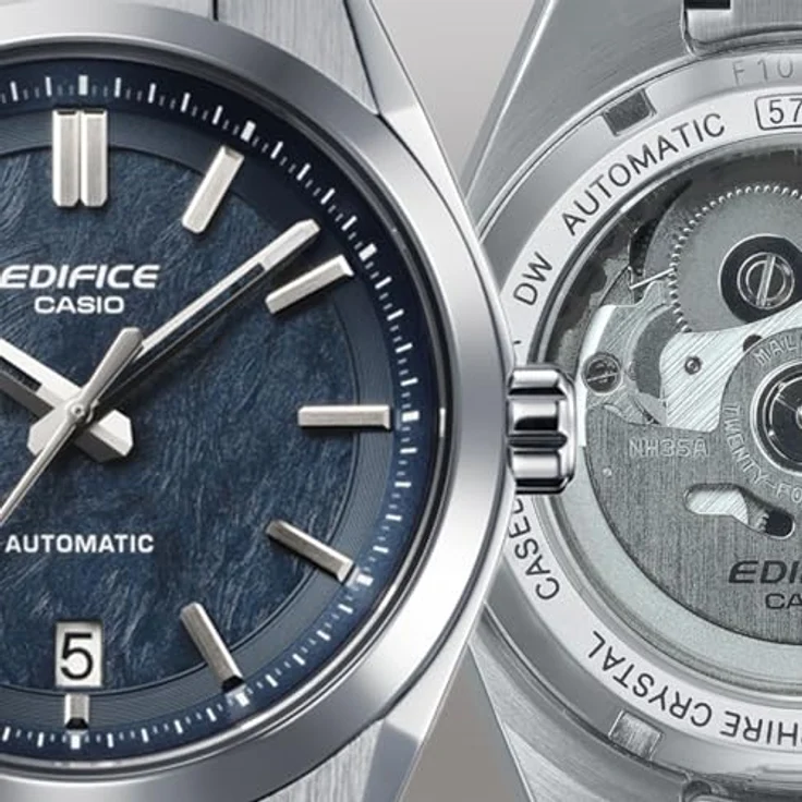 Casio EFK-100D-2AER Edifice Herrenuhr Automatik Stahl/Blau, mechanisches Uhrwerk, 40 Stunden Gangreserve, kratzfestes Saphirkristallglas, wasserdicht bis 10 bar – Bild 5