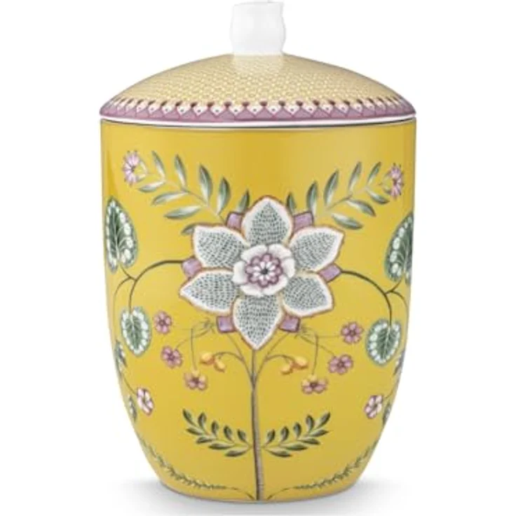 PIP STUDIO Lily&Lotus Yellow Aufbewahrungsdose, 1,5l Porzellan mit klassischem Muster – Bild 1