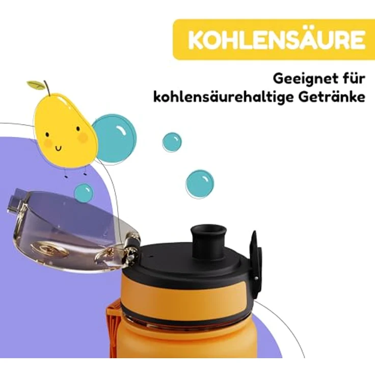 Klarstein Schmatzfatz Trinkflasche, 500 ml, auslaufsicher mit Fruchtaufsatz, BPA-frei, ideal für Kindergarten und Sport – Bild 5
