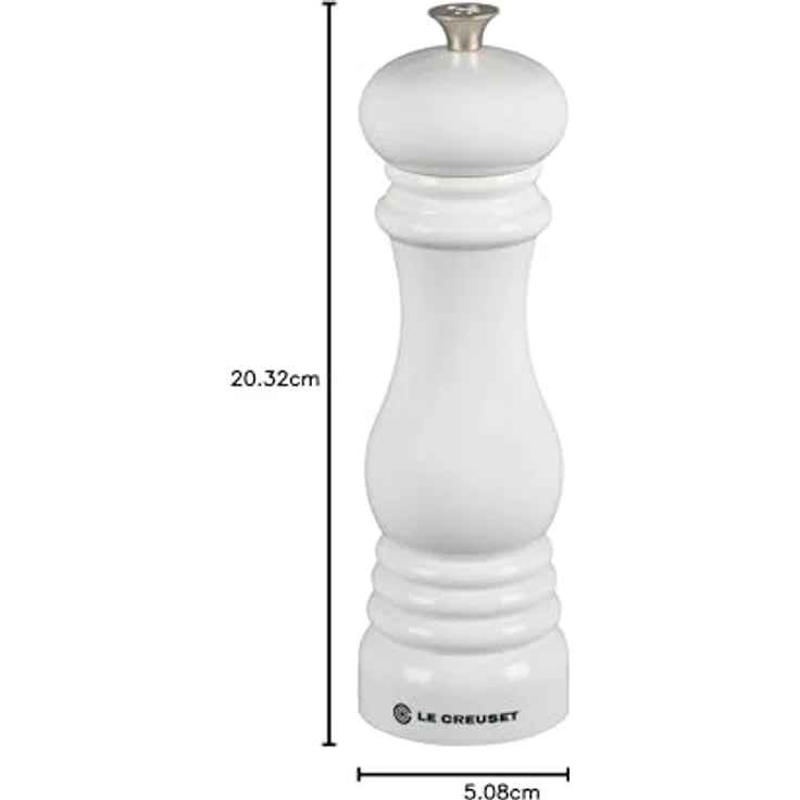 Le Creuset Pfeffermühle, ABS-Kunststoff, 6,2 x 6,2 x 20,8 cm, Keramik-Mahlwerk, Weiß – Bild 4