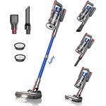 BuTure JR500 Akku Staubsauger 33000 Pa Starke Saugleistung, Staubsauger kabellos Längere Laufzeit 55min, Kabelloser Staubsauger mit LED Anti-Tangle Elektrobürste, Abnehmbarer Akku, Wandhalterung