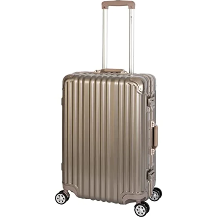 Travelhouse London Koffer Gold M-65cm Alu Rahmen Polycarbonat Hartschale TSA Zahlenschloss 4 Doppelräder 360°Rollen 67L Vol. – Bild 1