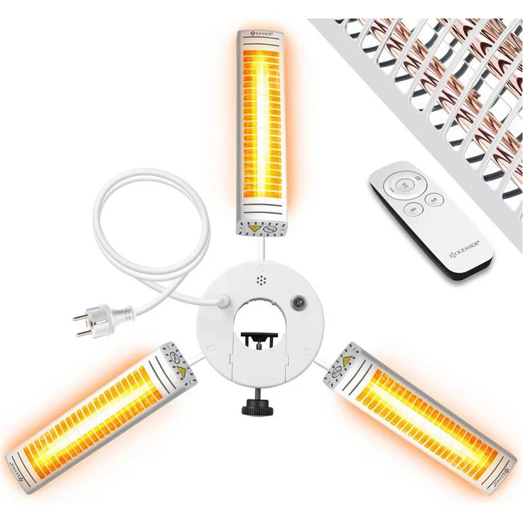 KESSER Heizstrahler, 3000 W, Infrarot 3000W für Terrasse Gastro, schwenkbar, höhenverstellbar, IP65 Strahlwasserschutz