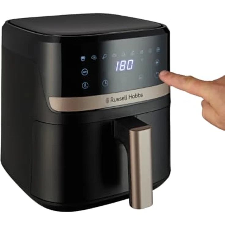 Russell Hobbs Heißluftfritteuse SatisFry 4,3L Rapid AirFryer, digitale Touchscreen-Bedienung, 9 Programme, spülmaschinenfest, sehr leise, schwarzes Gehäuse mit Champagner-Akzenten, 27610-56 – Bild 5