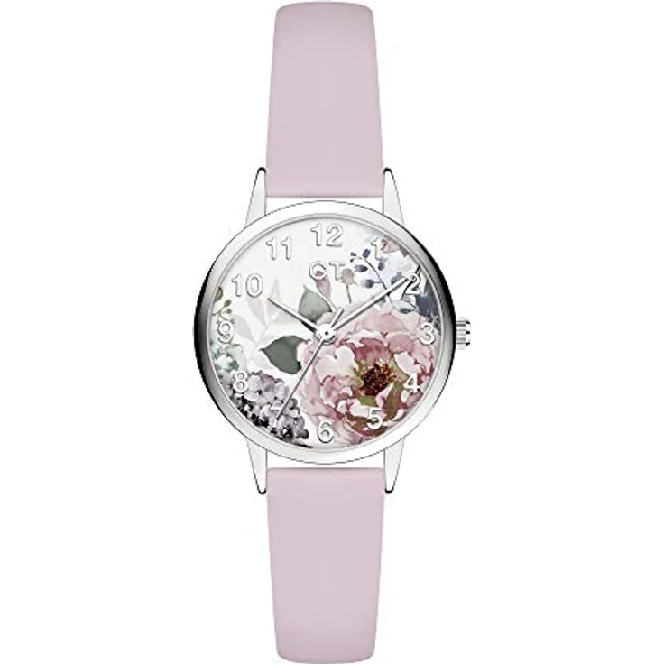 Cool Time Mädchen Kinder Armbanduhr, rosa-Silber, mit Blüten-Motiv, Edelstahlgehäuse, kratzunempfindliches Mineralglas, wasserdicht bis 3 bar, inkl. Eulen-Mäppchen – Bild 1