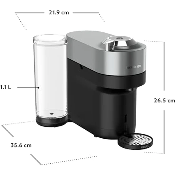 Krups Nespresso-Kapsel-Automat XN930T Nespresso Vertuo Pop Plus titan, Kaffeekapselmaschine mit 5 Tassengrößen und One-Touch-System – Bild 8