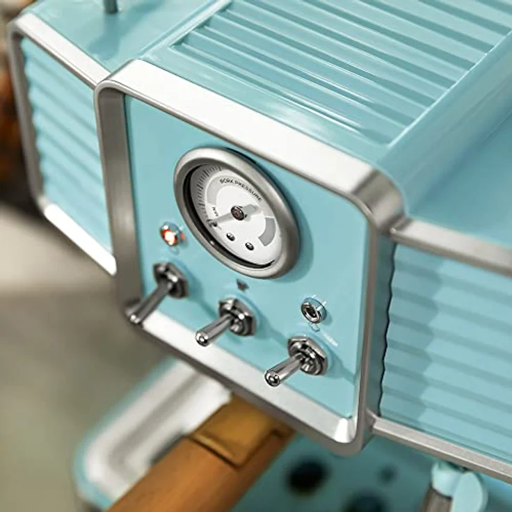 Cecotec Express Power Espresso 20 Tradizionale Light Blue, 1350 W, Espresso und Cappucicno, 20 Bars und Thermoblock, Verdampfer, Manometer, Vintage-Design, Fassungsvermögen 1,5 Liter, Hellblau – Bild 3