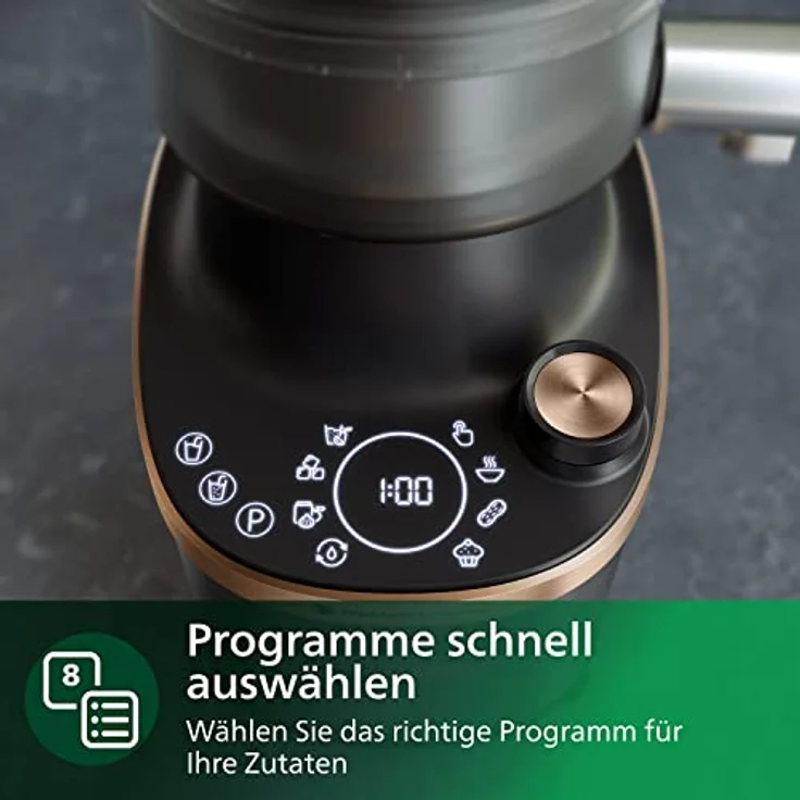 Philips Flip&Juice Hochleistungsmixer der 7000 Serie mit Entsaftermodul, Flip&Juice-Technologie, ProBlend Ultra, NutriU App, 8 Schnellauswahlprogramme, Schnellreinigungsfunktion (HR3770/10) – Bild 5