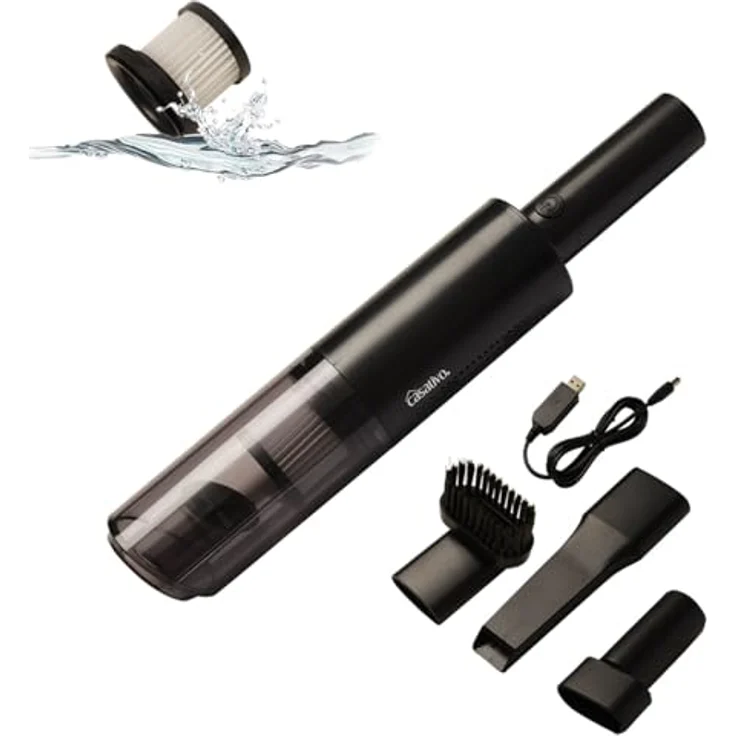 Casativo Akku-Handstaubsauger Profi, 6000 Pa Saugkraft, 120 W, HEPA-Filter, beutellos, 20 min Laufzeit, 2 Aufsätze, USB-Ladekabel – Bild 4