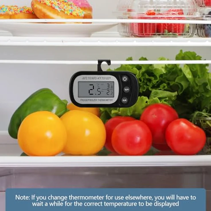 AiQInu Digitale Kühlschrank Thermometer, 2 Stück, mit Magnet und Haken, LCD-Display, Messbereich -20°C bis 50°C, für Zuhause und Gastronomie – Bild 5