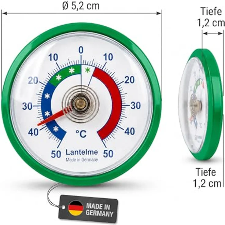 Lantelme Kühlschrankthermometer, 3-tlg. Set, selbstklebend, temperaturgenau -50° bis +50°C, Blau, hochwertige deutsche Herstellung – Bild 4