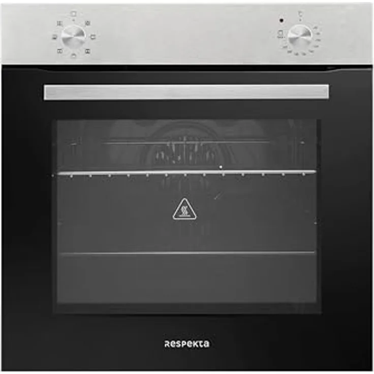 Respekta Backofen autark Einbau Edelstahl Herd Grill Umluft Jannis Ofen 72 L in Schwarz und Silber, Energieeffizienzklasse A