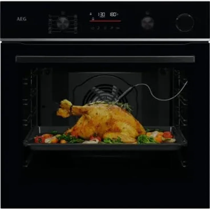 AEG TR6BP51ZSB Backofen mit Dampfunterstützung, Touch-Control, Timer und Smart Home App-Steuerung, Edelstahl