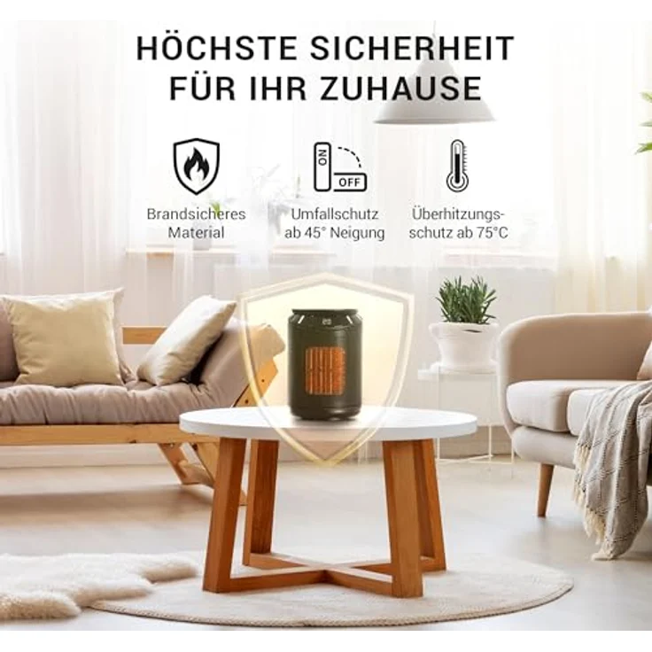 LEBENLANG Keramik Heizlüfter energiesparend leise - inkl. App & WiFi, Fernbedienung | Electric heater heizstrahler eco heat | Eco Warm – Bild 4