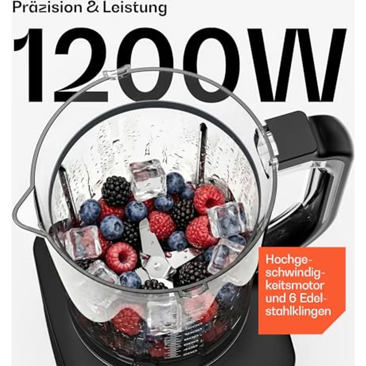 Klarstein Velaire Küchenmaschine mit Kochfunktion, 1200 W, 2 l Behälter, Mixer und vielseitigem Zubehör – Bild 4