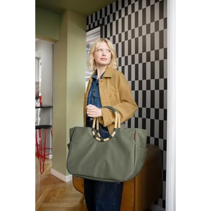 reisenthel Loopshopper L, Einkaufstasche mit großem Hauptfach und gepolsterten Tragegriffen aus Aluminium, 46 cm, Grün, nachhaltig aus recyceltem Material – Bild 5