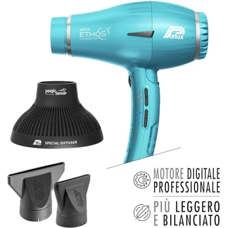Parlux Ethos blau Haartrockner mit Magic Sense Diffusor und 2300 Watt Leistung – Bild 2