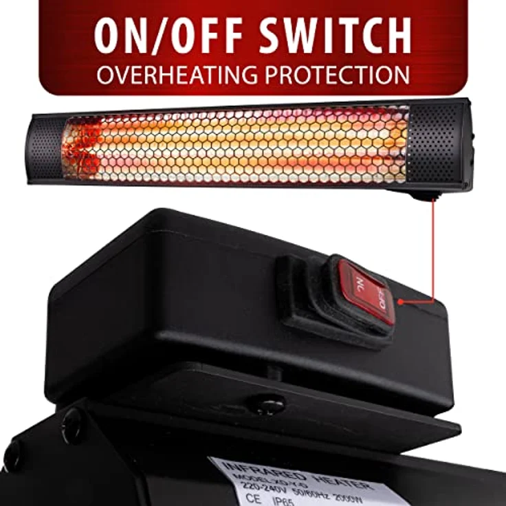 Alpina Garden Heizstrahler Terrasse - 2000 Watt Leistung, Spritzwasserdicht, Schwarz – Bild 4