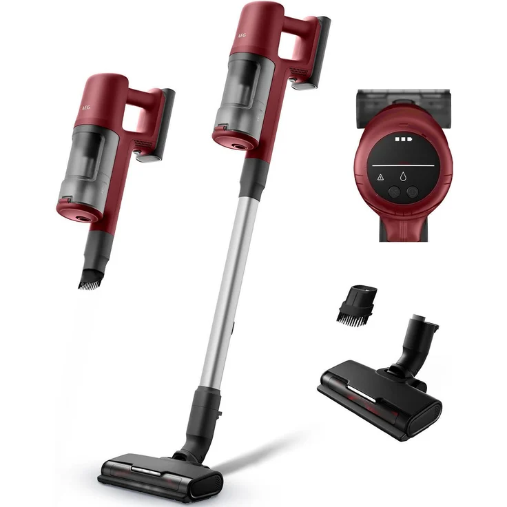 AEG Akku-Hand-und Stielstaubsauger 6000, 255 W, beutellos, sehr leicht 2,5 kg, 53 % Recyclingmaterial, bis zu 50 Min. Laufzeit, rot