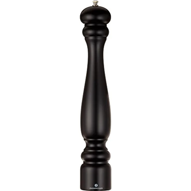 Zassenhaus Pfeffermühle POTSDAM , Mahlgrad einstellbar fein bis grob , Zassenhaus Keramikmahlwerk Made in Germany , Manuelle Pfeffermühle , Bereits vorbefüllt , Schwarz Matt , 40 cm