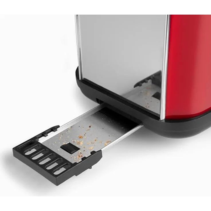 Orbegozo TOV 6200, Toaster mit 850 W, Edelstahlgehäuse, rot, mit Aufwärmfunktion und herausnehmbarer Krümelschublade – Bild 5