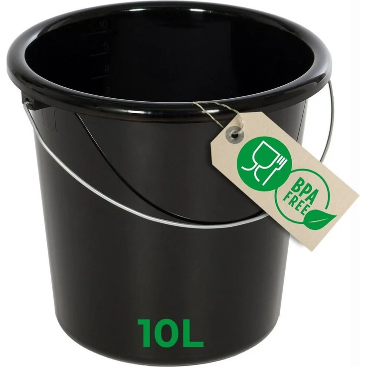 Novaliv Putzeimer 30945-1x, 10L Schwarz mit Maßeinteilung, robuster Kunststoffeimer für Haushalt und Garten