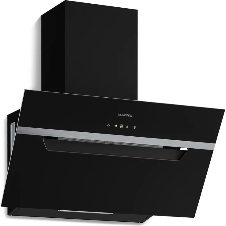 Klarstein BigBite Kopffreihaube, 60 cm mit 417 m³/h Boost, Touch-Bedienung, LED, A+++, Umluft & Abluft, leise, Glasdesign, 3 Stufen, schwarz, inkl. Aktivkohlefilter