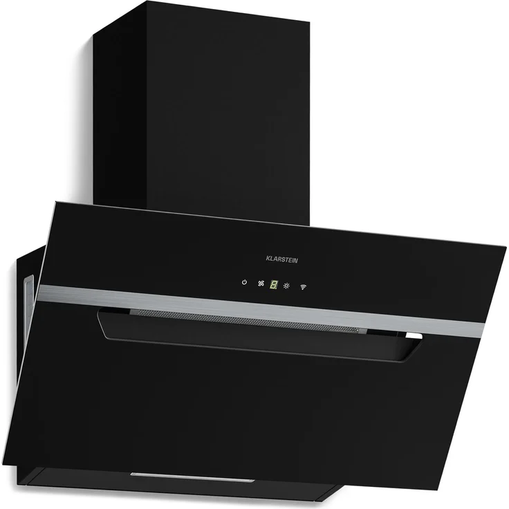 Klarstein BigBite Kopffreihaube, 60 cm mit 417 m³/h Boost, Touch-Bedienung, LED, A+++, Umluft & Abluft, leise, Glasdesign, 3 Stufen, schwarz, inkl. Aktivkohlefilter
