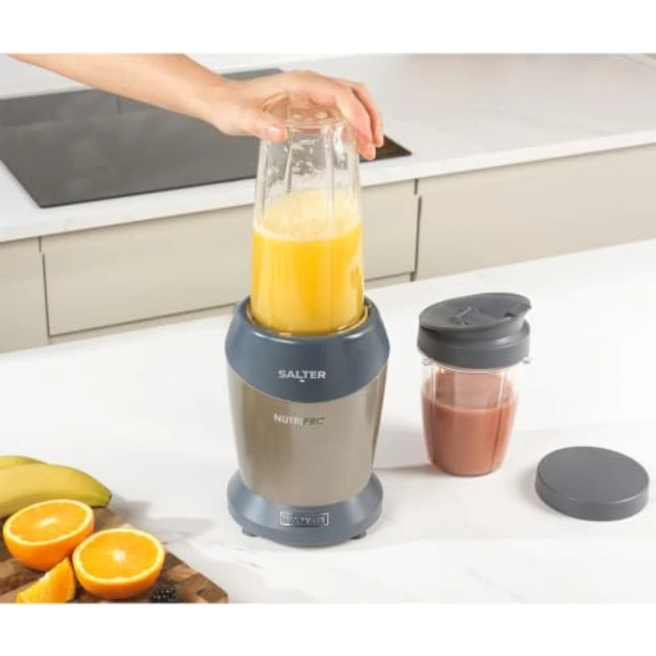 Salter NutriPro 1000 Mixer – Tragbarer Smoothie-Maker mit 1000W, 2 BPA-freien Reisebechern (800ml/1L), Edelstahlklinge für Nährstoffextraktion und Suppen/Babynahrung – Bild 9