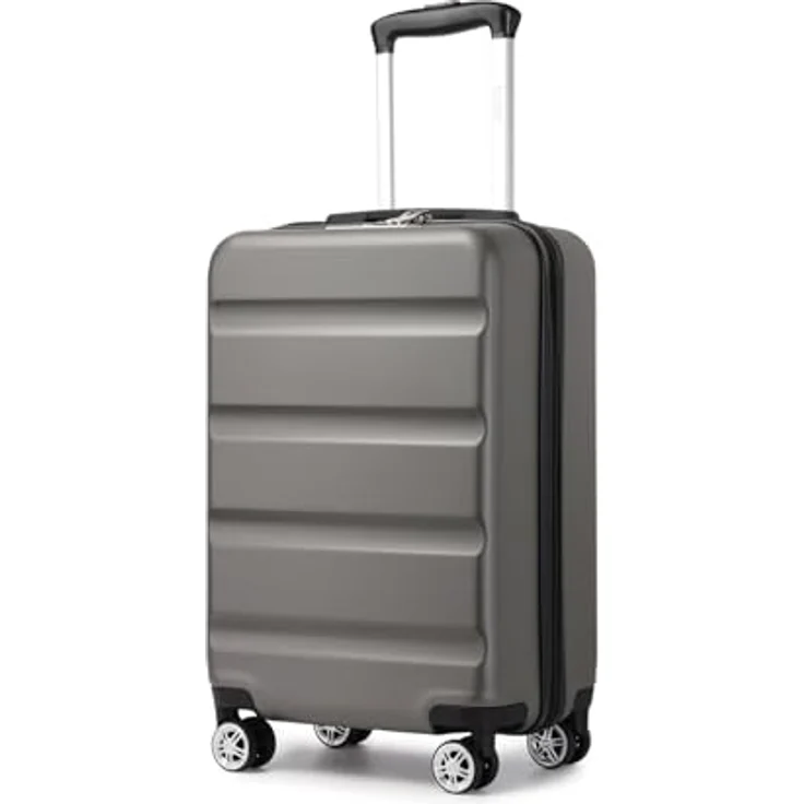 KONO Koffer Trolley Handgepäck 55x35x22cm, leichter Hartschalenkoffer mit TSA-Schloss und doppelten Spinnrollen, Grau – Bild 1