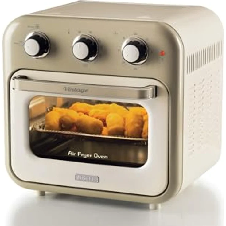 Ariete 4632 Vintage Heißluftfritteuse und Backofen, 1400 W, 2in1, 16 l Fassungsvermögen, inklusive Zubehör, 60-Minuten-Timer, Doppelglas, Beige – Bild 1