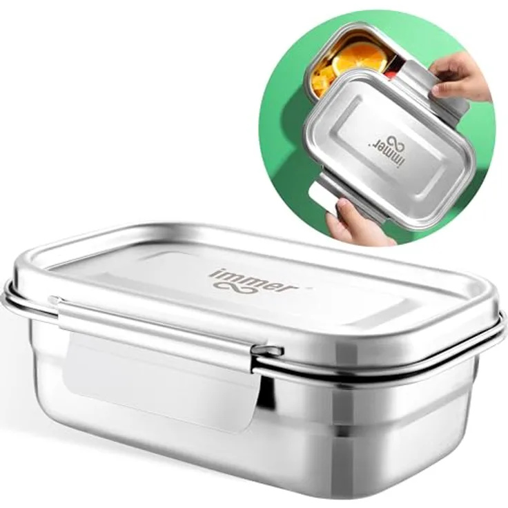 immer Edelstahl Brotdose - Nachhaltige Bento Lunchbox, auslaufsicher, plastikfrei, leicht zu reinigen und perfekt für Unterwegs (1200, EasyLock)