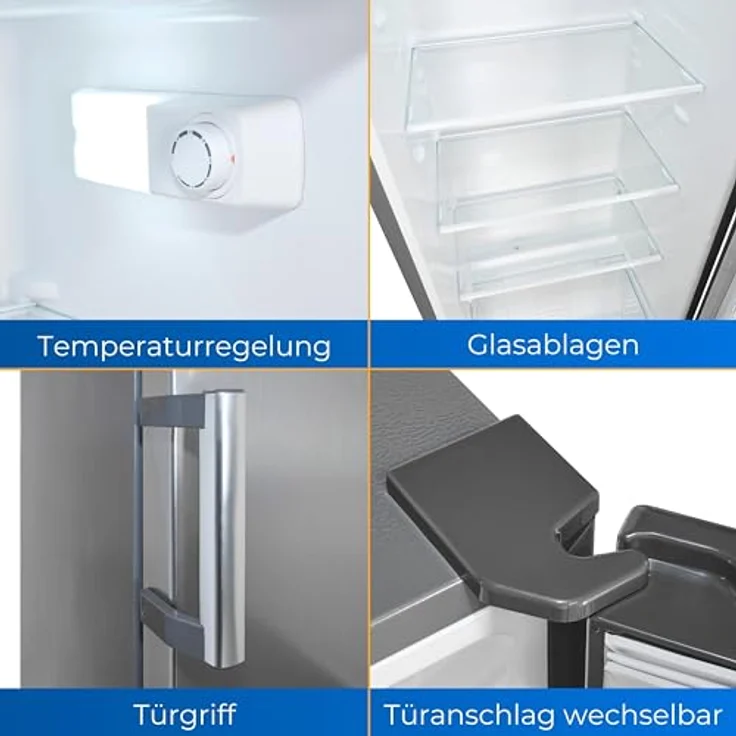 Exquisit Vollraumkühlschrank KS5320-V-H-010E inoxlook | 242 l Nutzinhalt | LED-Beleuchtung | 5 Glasablagen | Ohne Gefrierfach – Bild 3