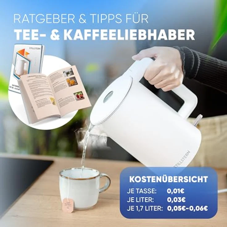 Stillstern Wasserkocher Turbo-Heat "Clarity", 1,7L, 2200W, doppelwandig, Anti-Fingerprint, leise, Edelstahl – Bild 2
