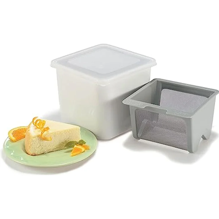 Cuisipro Frischkäsebereiter 74742605 zur natürlichen Herstellung von cremigem Frischkäse, Dips und Speiseeis. Patentiertes Sieb. Rot. 750 ml Fassungsvermögen – Bild 9
