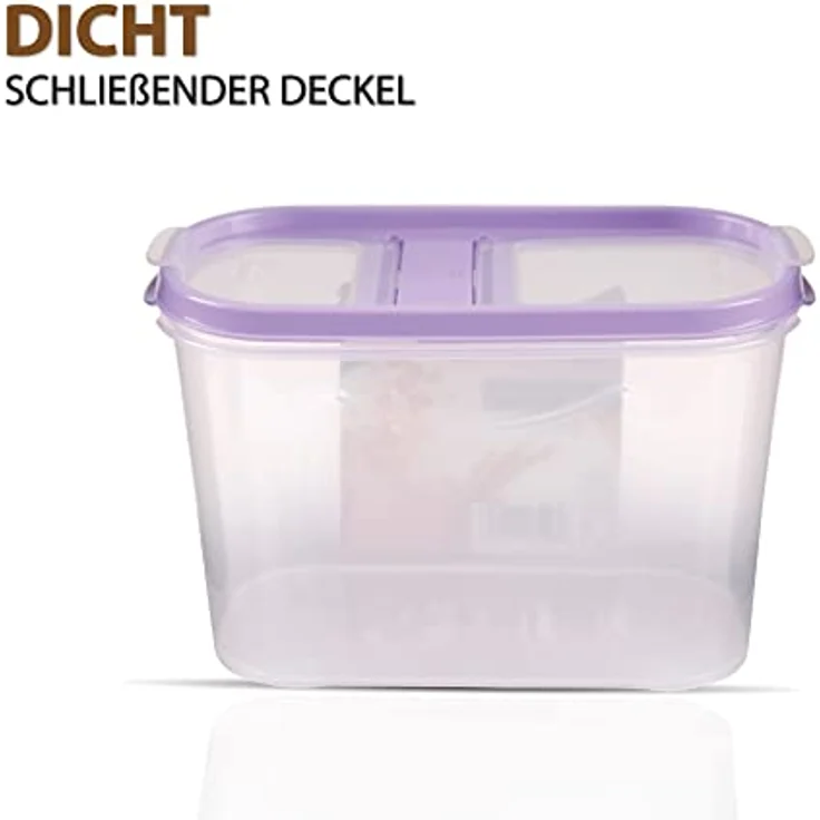 Bestlivings Vorratsdose Müslispender, transparente Schüttdose für Lebensmittel, 1,4 Liter, luftdicht mit 2 Öffnungen, Kunststoff, 7cm x 17cm x 12,5cm – Bild 3