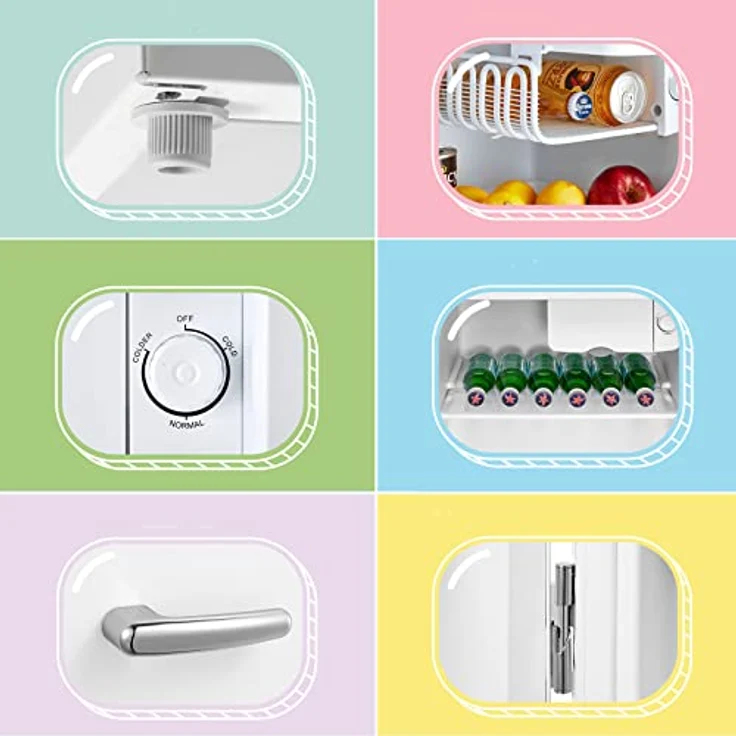 Comfee RCD50WH1RT(E) Mini-Kühlschrank/Retro Kühlschrank / 47L Kühlbox / 50 cm Höhe / 100 kWh/Jahr/Einstellbare Temperaturregelung/Verstellbare Standfüße/Weiß – Bild 5